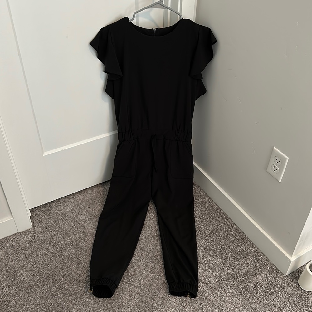Albion Black Ruffle-Sleeve Jumpsuit